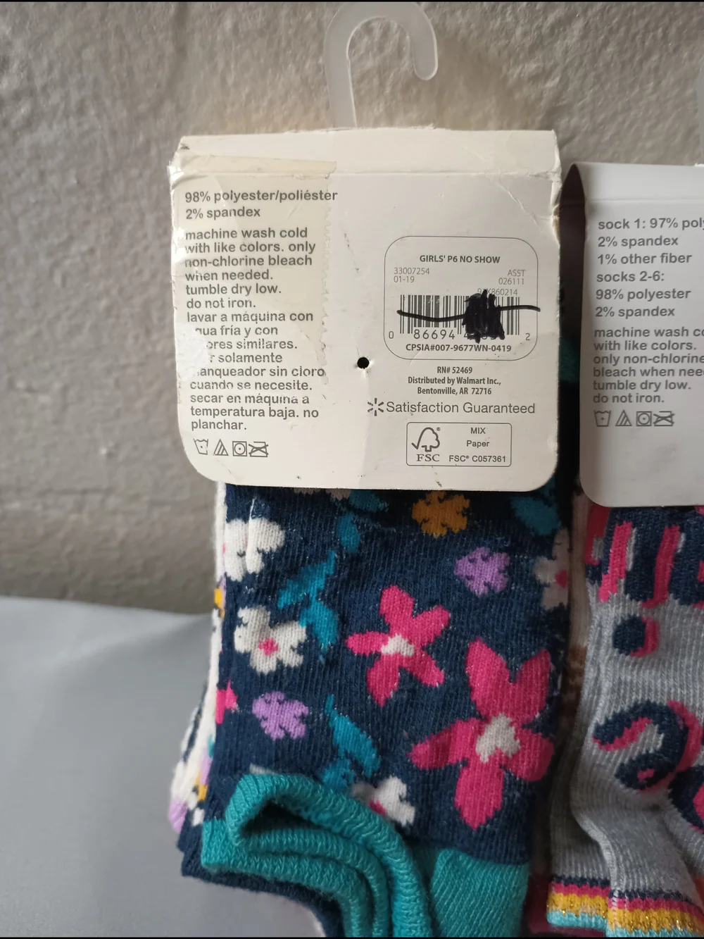 Wonder Nation Girls' No Show Socks (3)